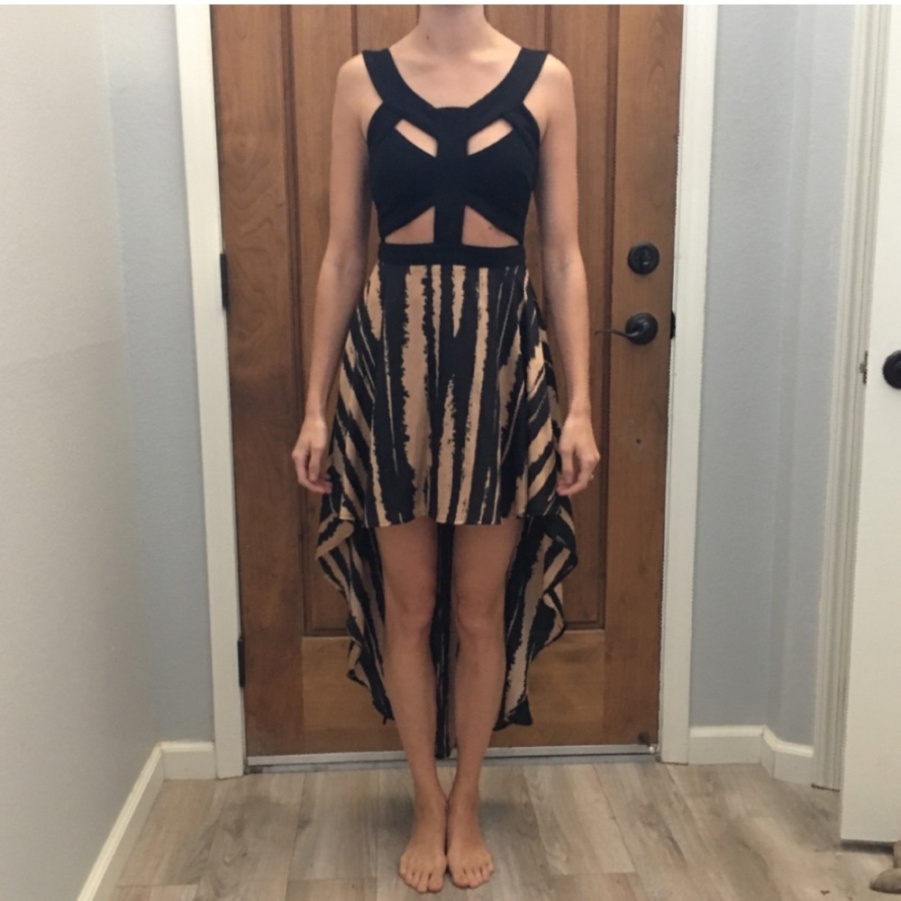 Cut Out Bustier High Low Dress